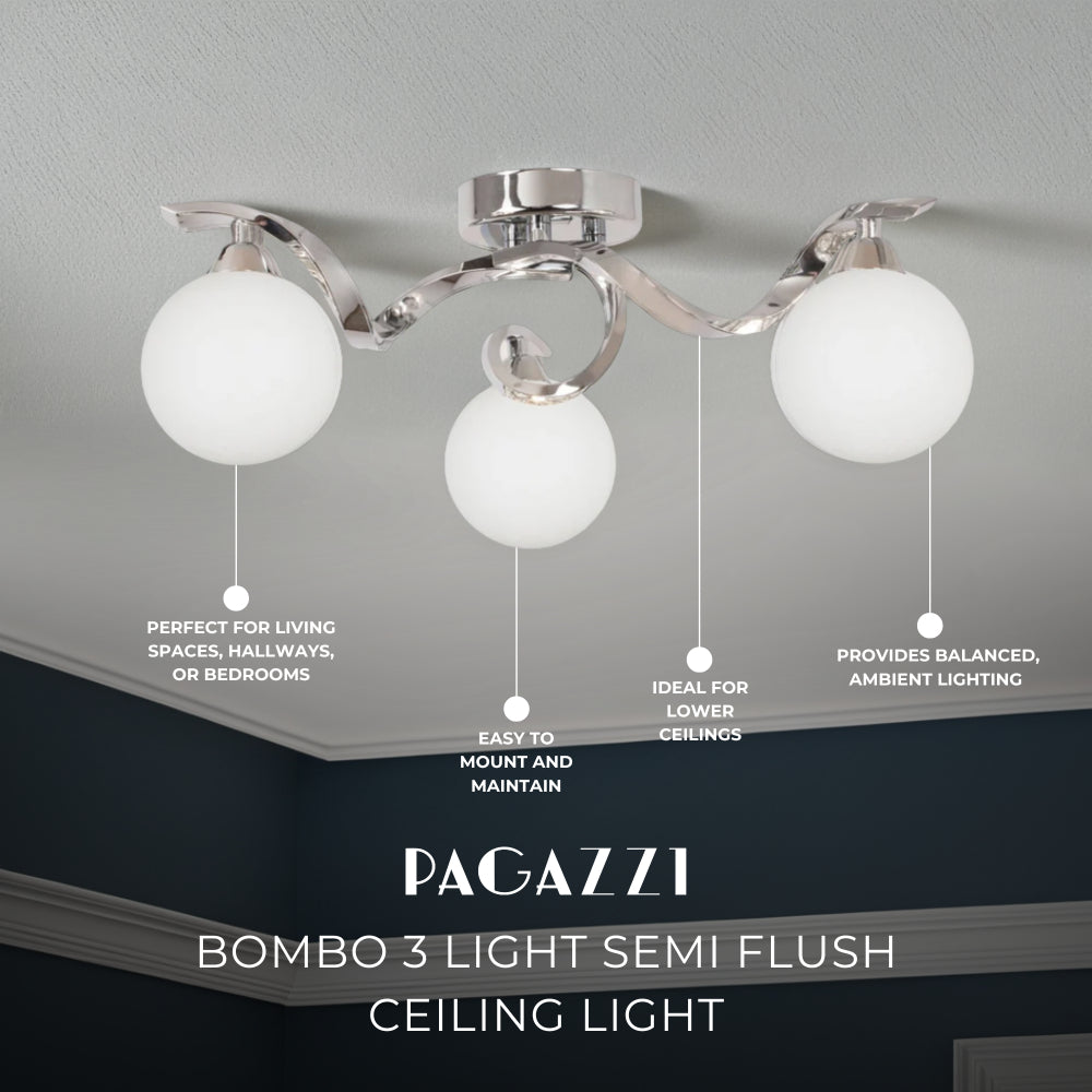 Freyza - Bombo 3 Light Semi Flush Ceiling Light