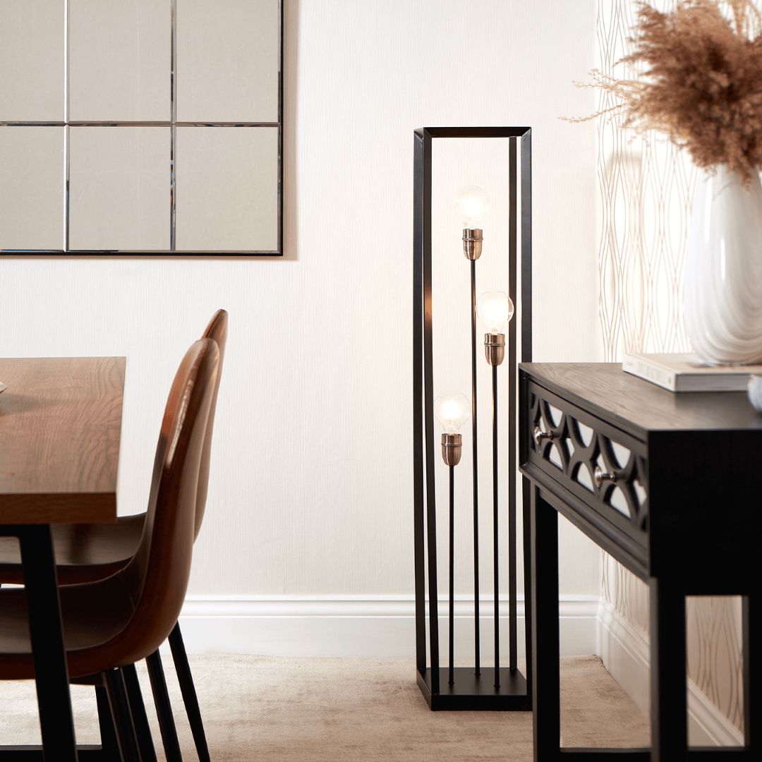Freyza - Matt Black Floor Lamp | Modern Industrial Adjustable Standing Light | Minimalist Metal Lamp for Living Room & Home Office