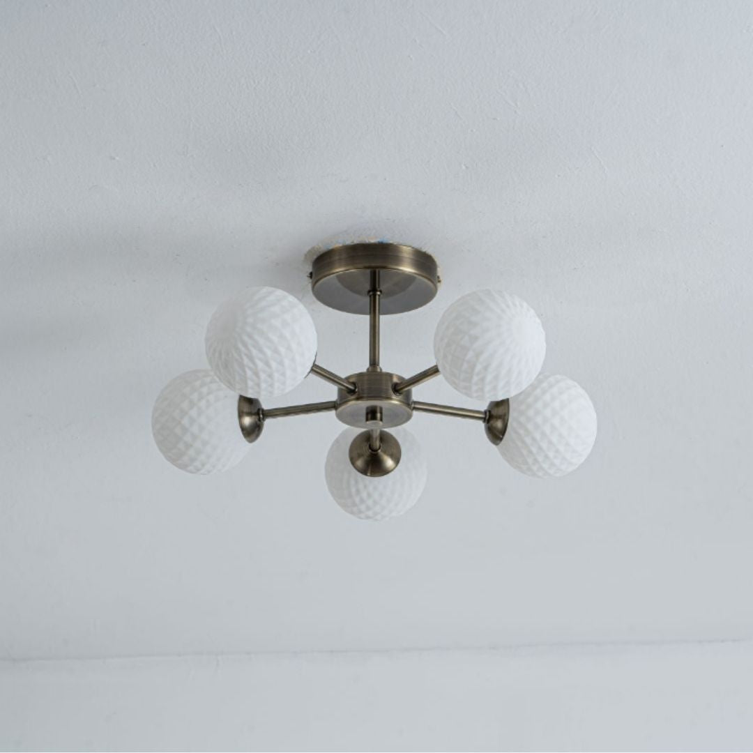 Freyza - Lior 5-Light Antique Brass Semi-Flush Ceiling Light