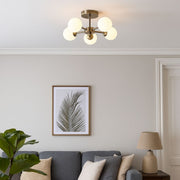 Freyza - Lior 5-Light Antique Brass Semi-Flush Ceiling Light