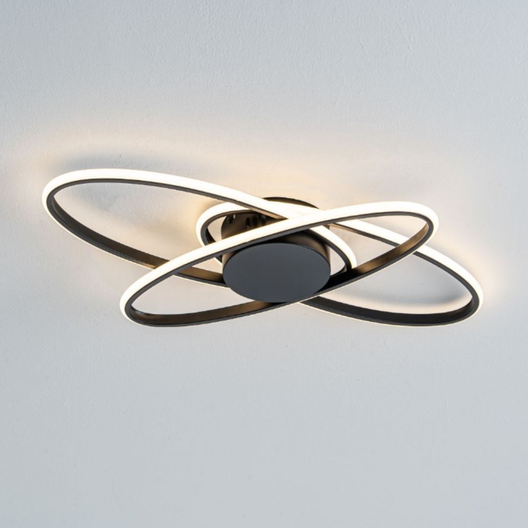 Freyza - Astra 3 Light Black LED Semi Flush Ceiling Light