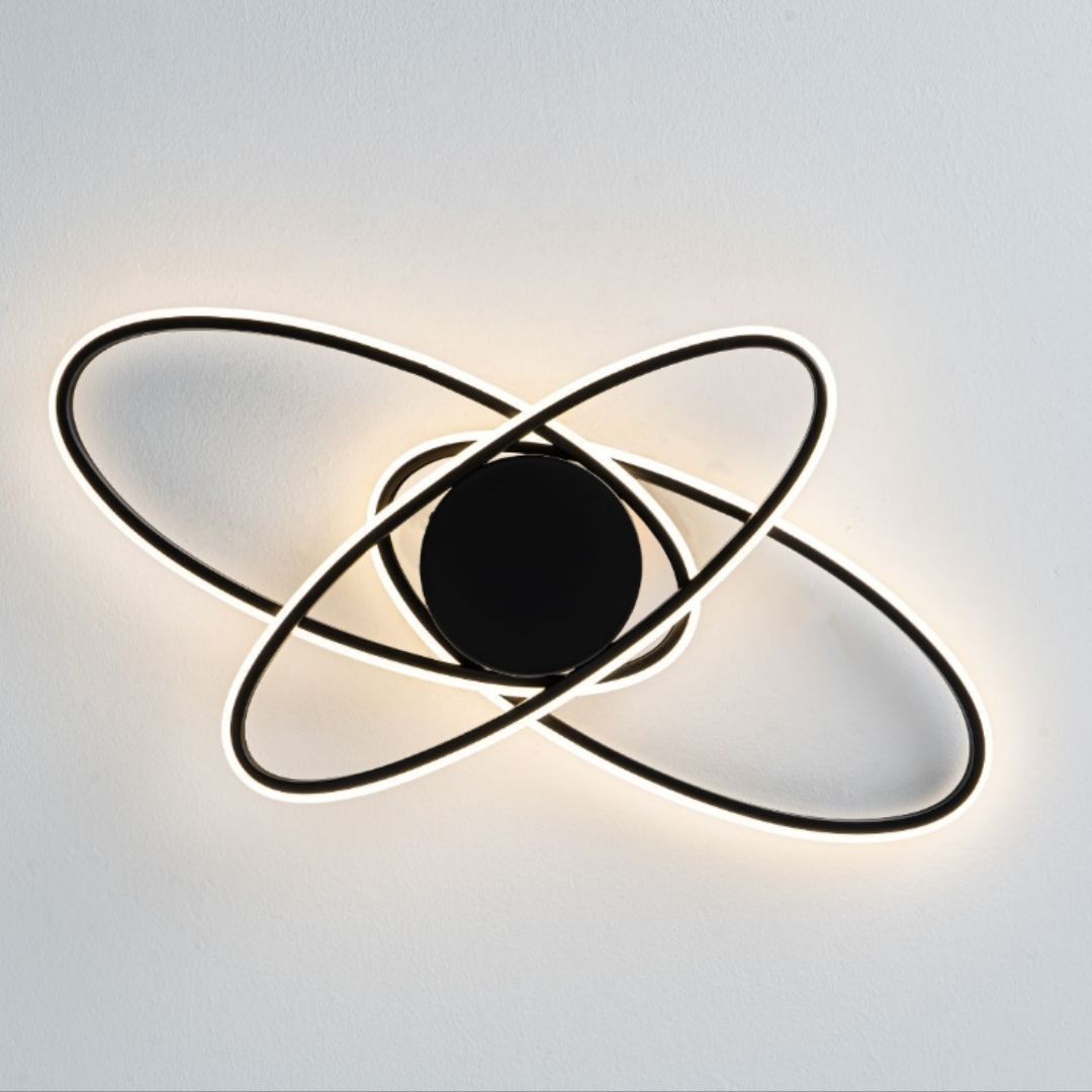Freyza - Astra 3 Light Black LED Semi Flush Ceiling Light