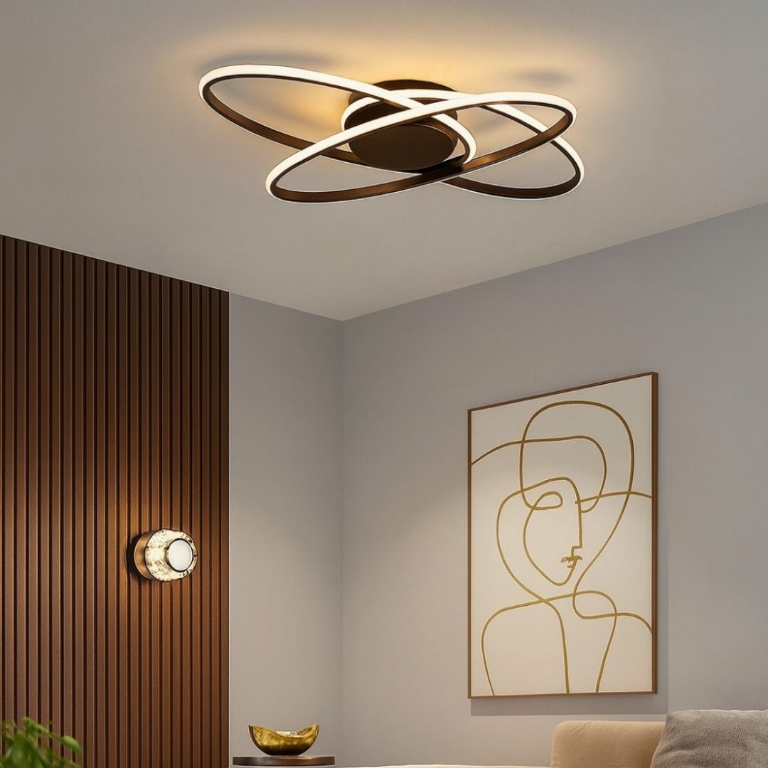 Freyza - Astra 3 Light Black LED Semi Flush Ceiling Light