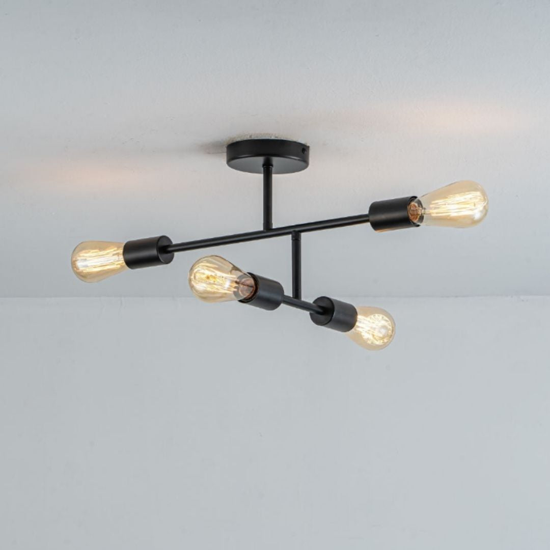 Freyza - Leni 4-Light Black Semi-Flush Ceiling Light