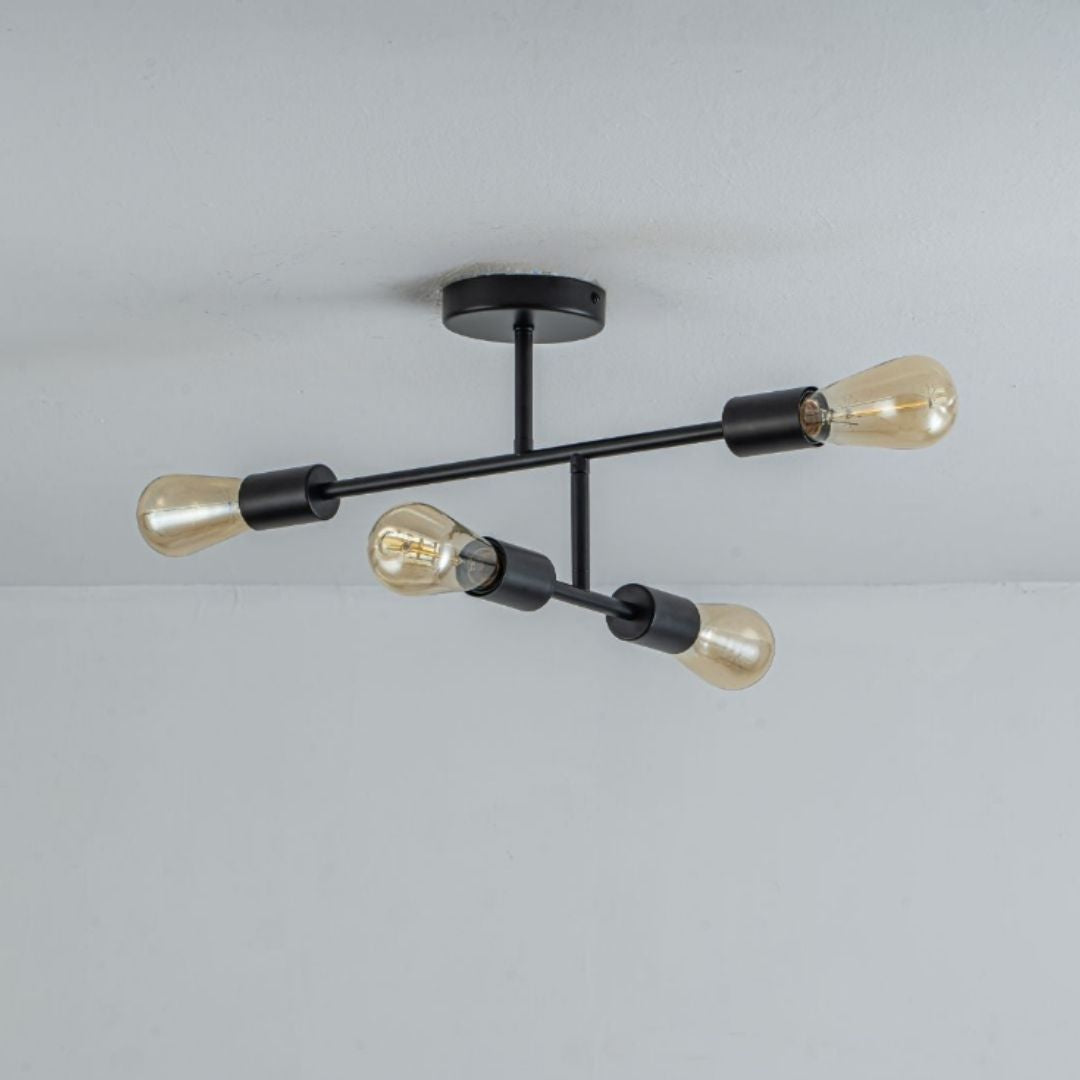 Freyza - Leni 4-Light Black Semi-Flush Ceiling Light