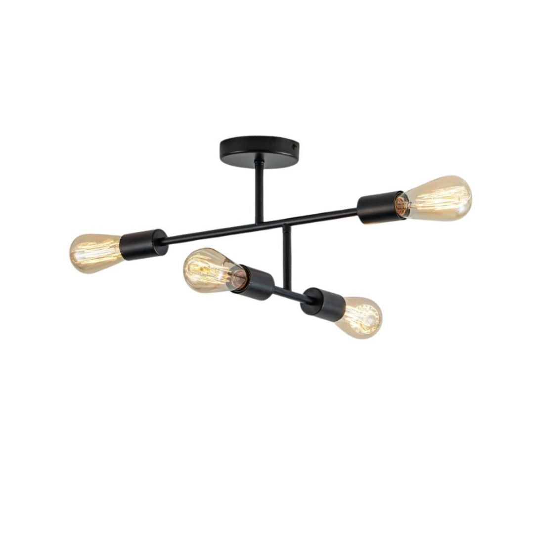 Freyza - Leni 4-Light Black Semi-Flush Ceiling Light