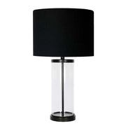 Freyza - Black & Glass Table Lamp | Simple Elegant Design with Clear Glass Base | Sophisticated Accent Lighting for Bedroom & Living Room