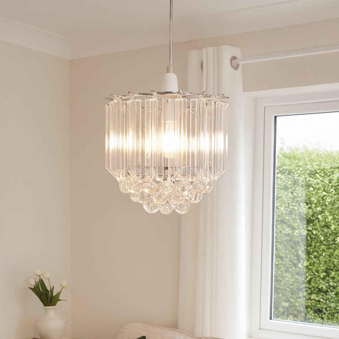 DemiCrystal | Elegant Tiered Clear Glass Pendant Light Fixture 1