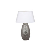 Freyza – Silver Oval Table Lamp | 62 cm Silver Finish Ceramic Base with White Fabric Shade and Single Bulb Fitting