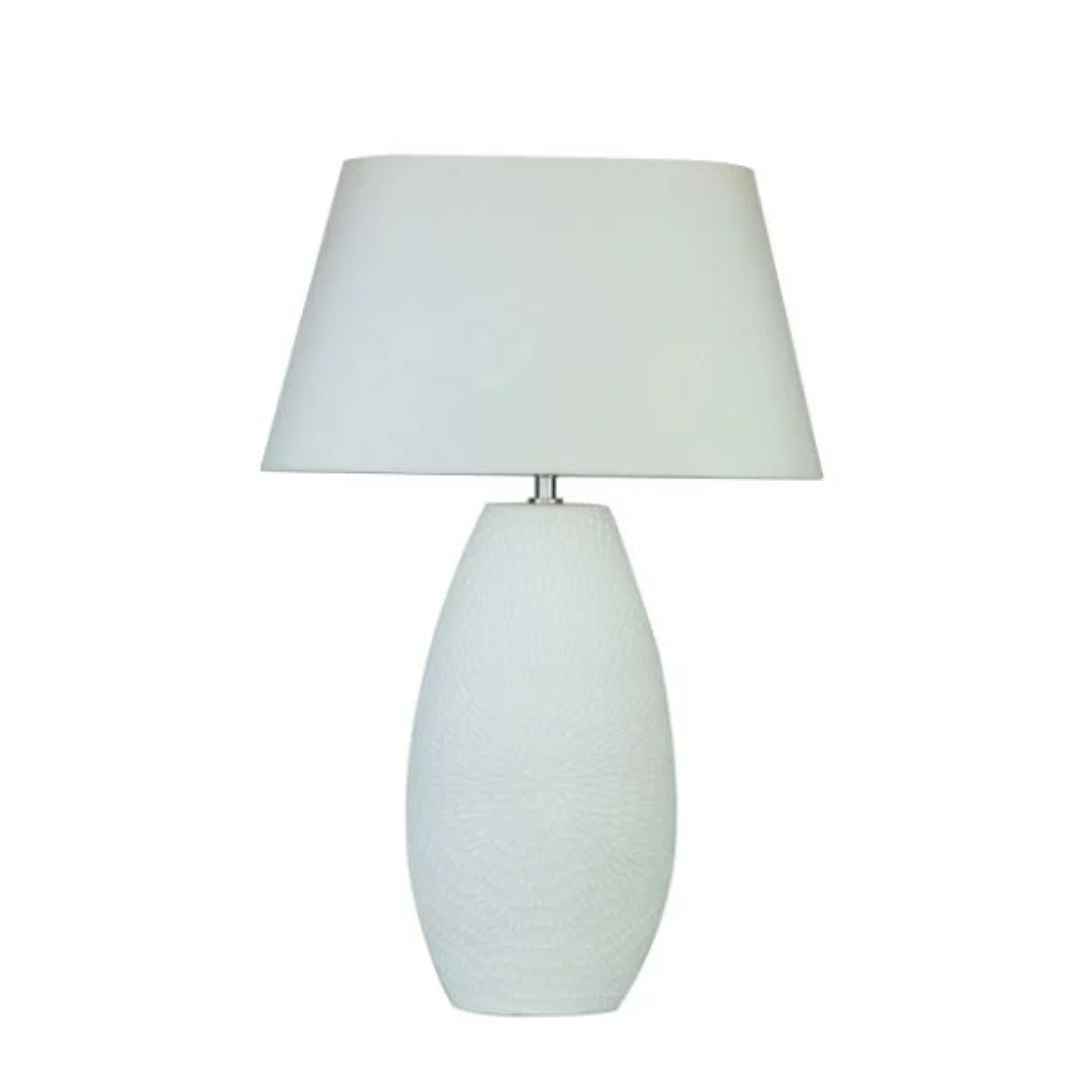 Freyza - Tall White Ceramic Table Lamp | Textured Sculptural Design | Modern Lighting for Side & Console Tables