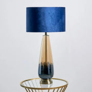 Freyza - Blue Glass Table Lamp | Ombre Metallic Base with Royal Blue Velvet Shade | Modern Statement Lighting for Living Room & Bedroom