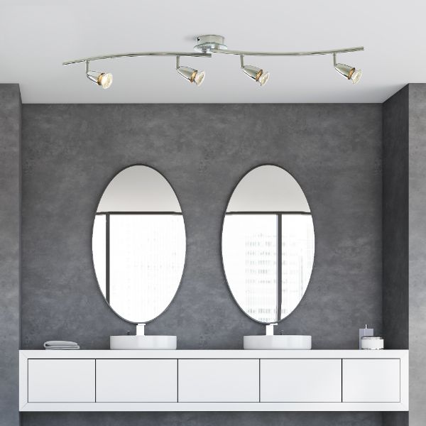 Freyza – 4-Spotlight Bar | Adjustable LED Ceiling Track Light with Satin Nickel Finish