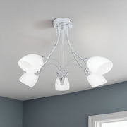 Freyza - Oxford 5 Light Semi Flush Ceiling Light Polished Chrome