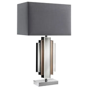 Freyza - Harlow 51cm Table Lamp | Polished Chrome & Mirrored Base | Contemporary Silver Light with Rectangular Shade