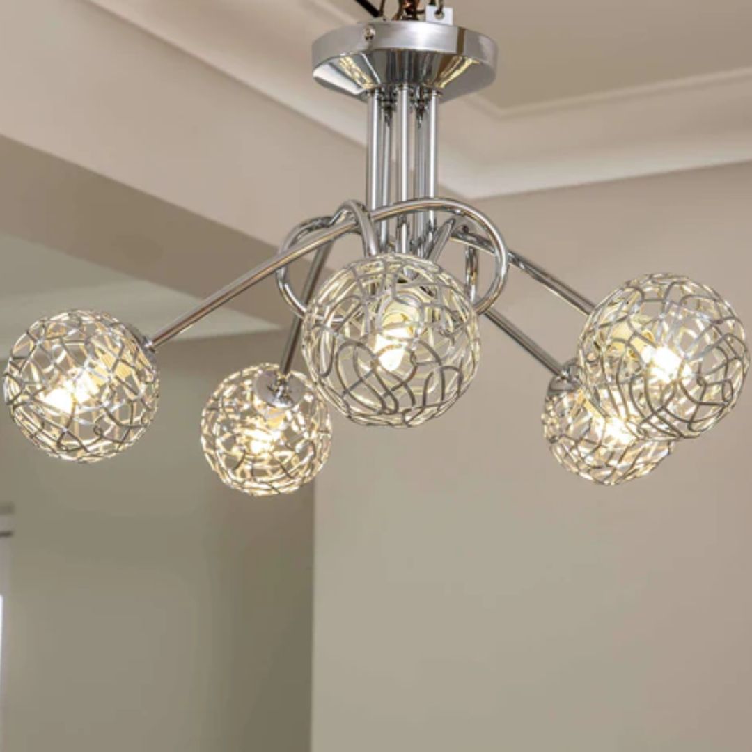Luminara | Elegant Polished Chrome 5-Light Semi Flush Ceiling Fixture 1