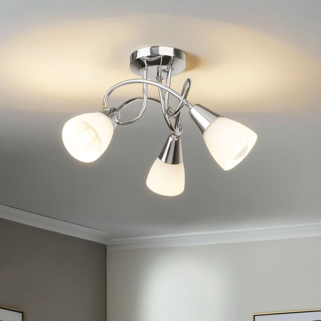 Freyza - Bronx Semi-Flush Ceiling Light Polished Chrome