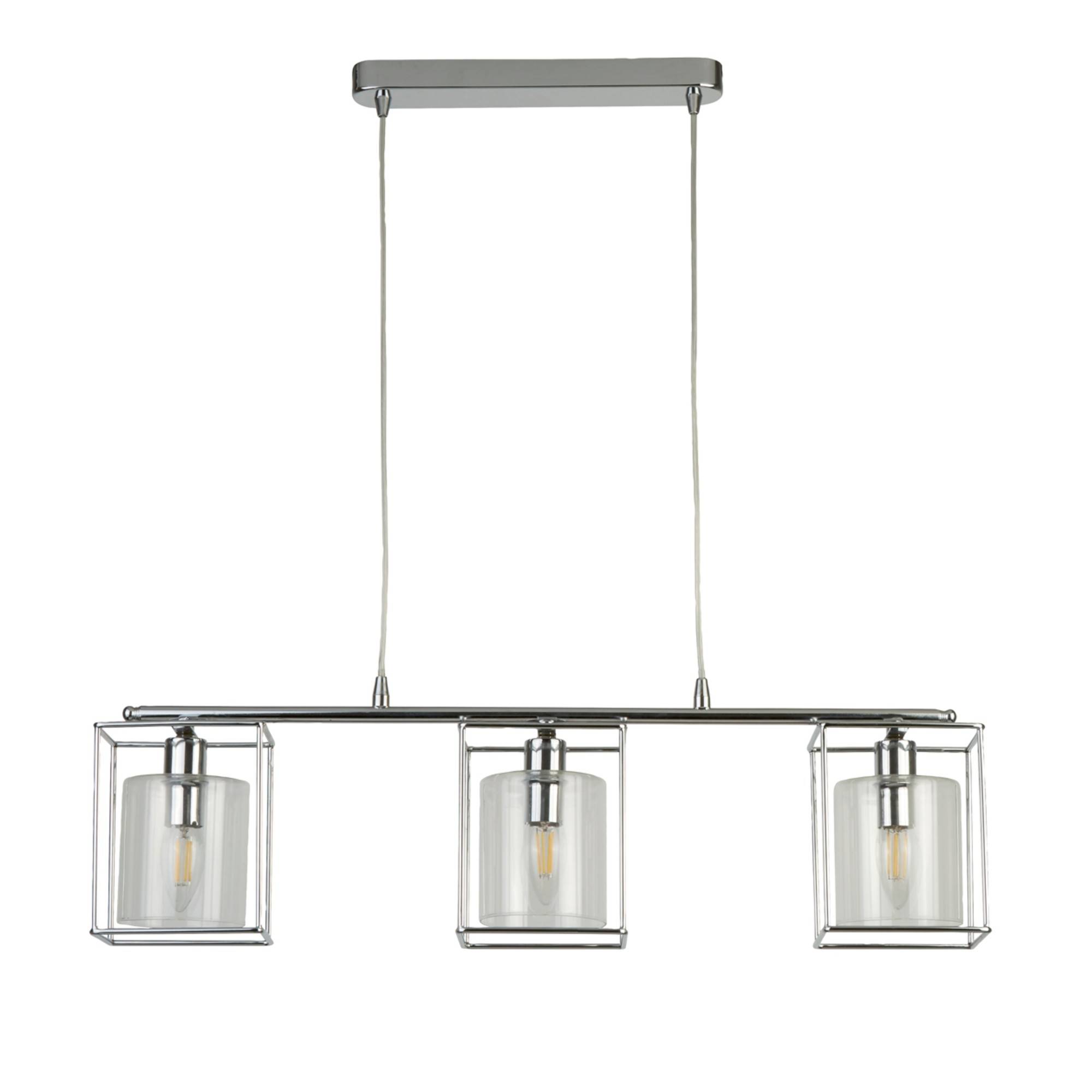 Freyza - Mascardi 3 Light Chrome & Glass Ceiling Pendant Bar