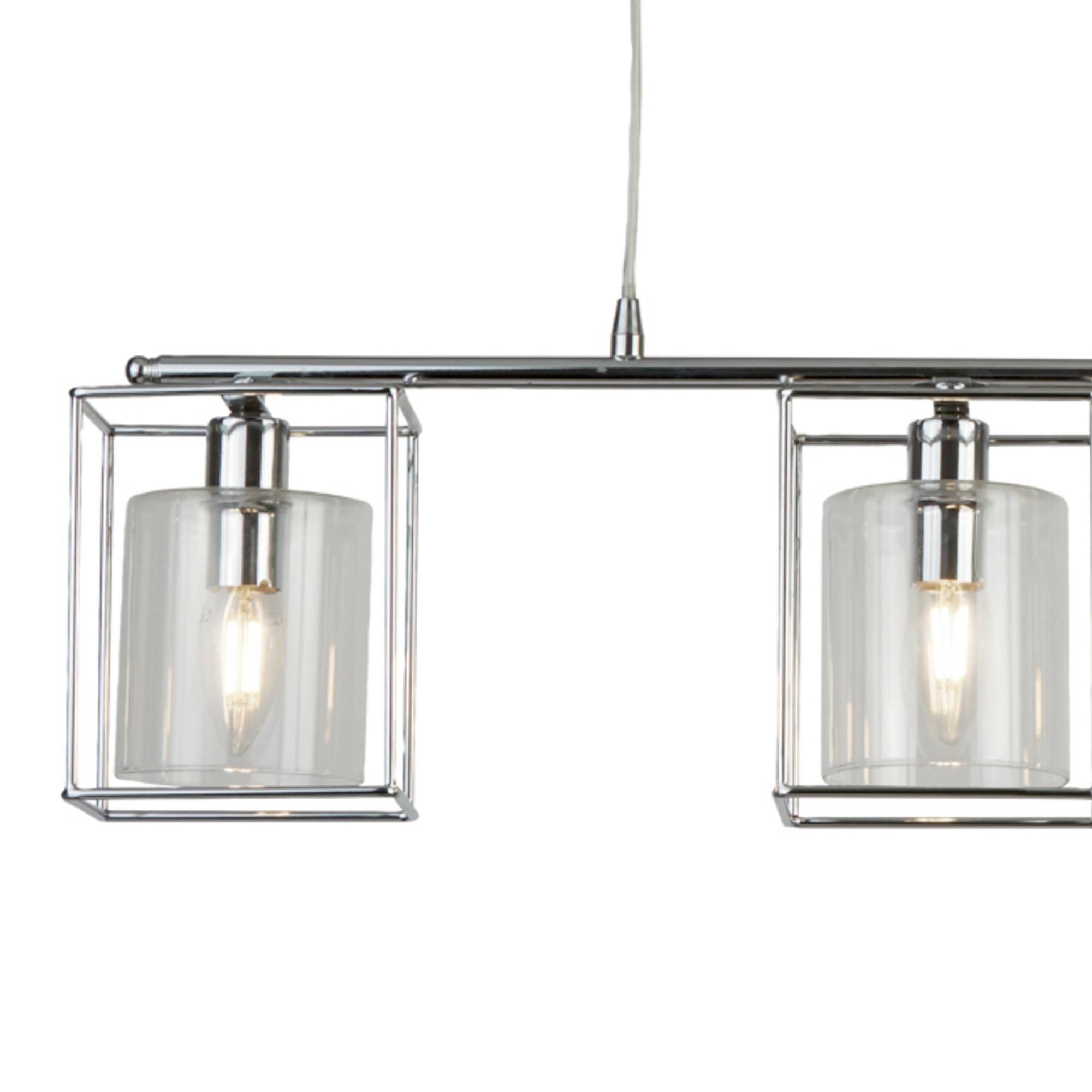 Freyza - Mascardi 3 Light Chrome & Glass Ceiling Pendant Bar