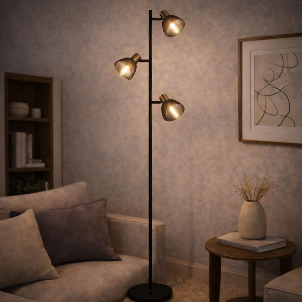 Freyza - Elisa Smoked Glass Task Floor Lamp