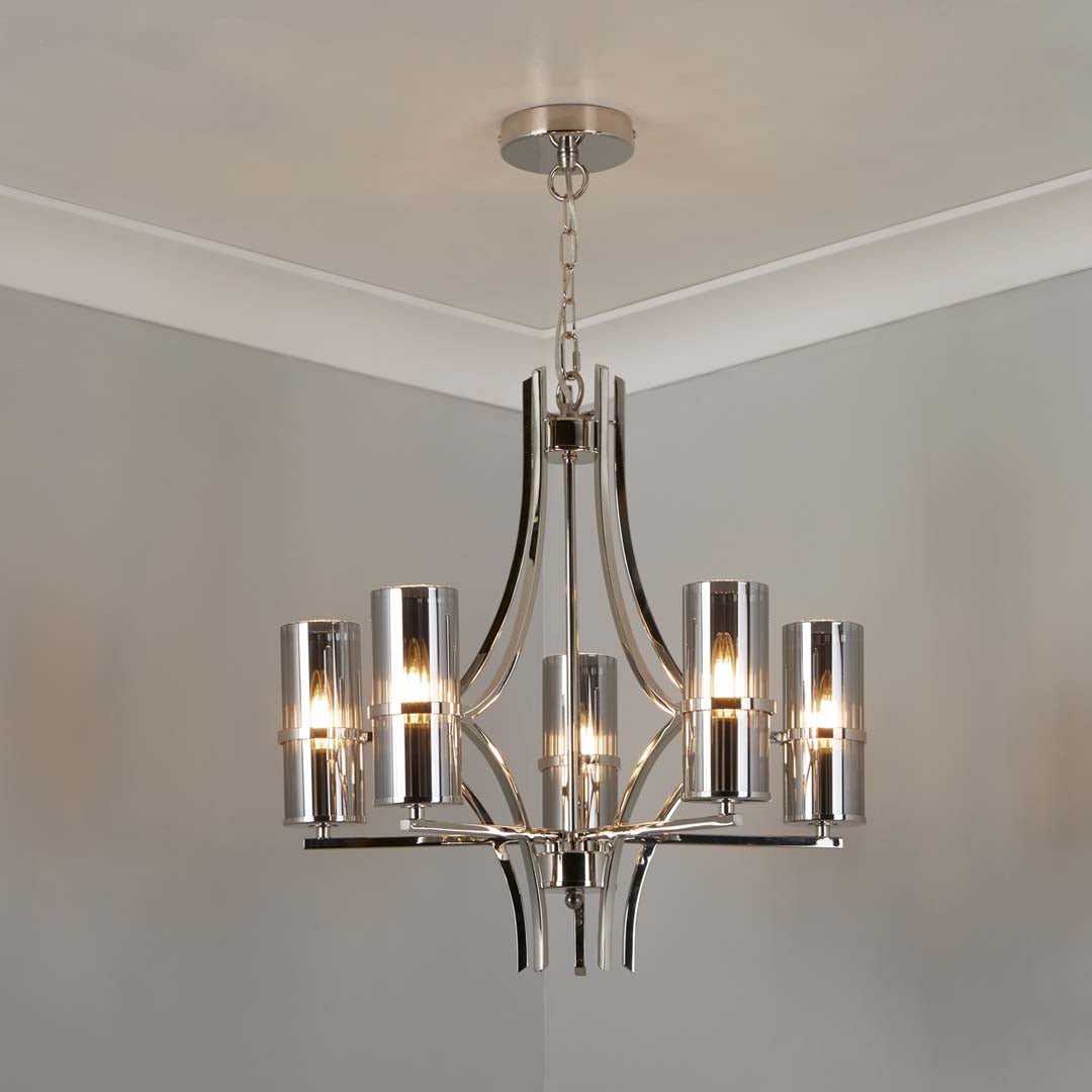 Freyza - Davina 5 Light Chrome Pendant Chandelier