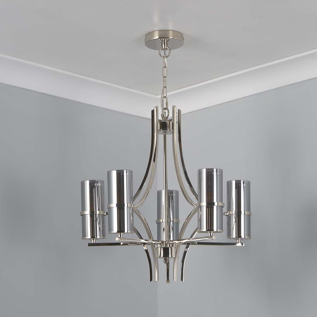 Freyza - Davina 5 Light Chrome Pendant Chandelier