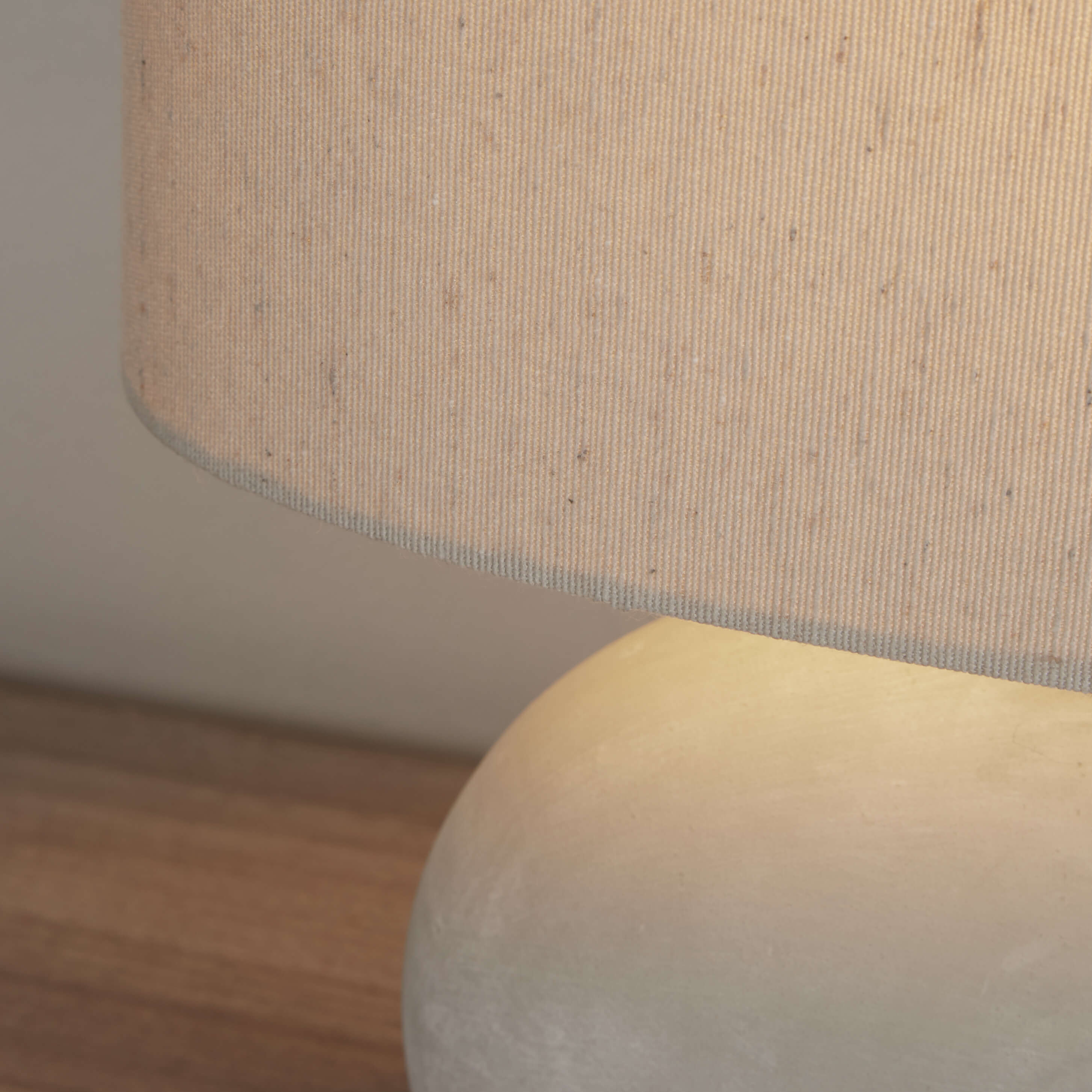 Freyza - Grey Ceramic Table Lamp | Oval Design with Cream Fabric Shade | Modern Minimalist Lighting for Living Room & Bedroom