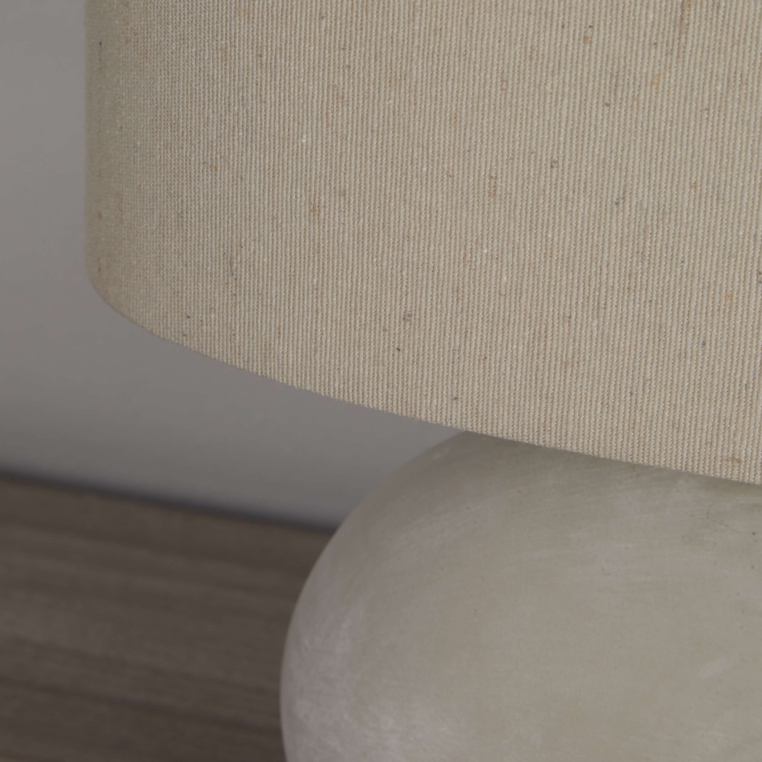 Freyza - Grey Ceramic Table Lamp | Oval Design with Cream Fabric Shade | Modern Minimalist Lighting for Living Room & Bedroom