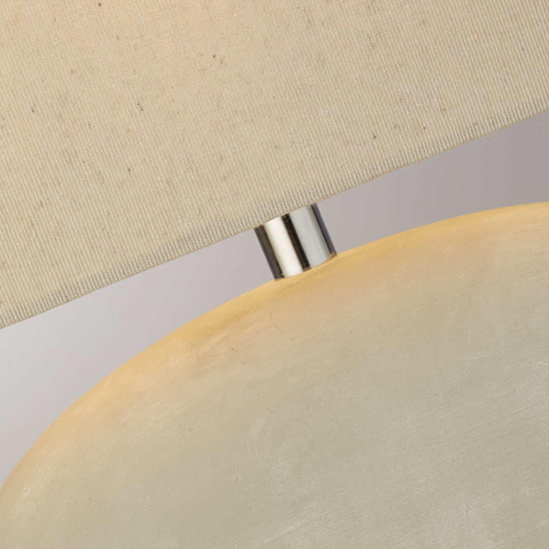Freyza - Grey Ceramic Table Lamp | Oval Design with Cream Fabric Shade | Modern Minimalist Lighting for Living Room & Bedroom