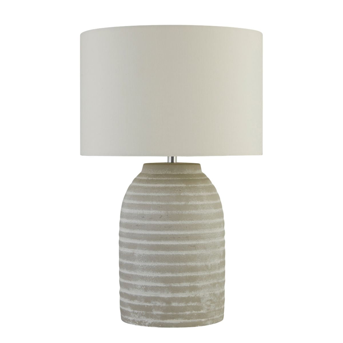 Freyza - Cream Ceramic Table Lamp | Sophisticated White & Grey Textured Base | Elegant Bedside & Living Room Lighting with Fabric Shade