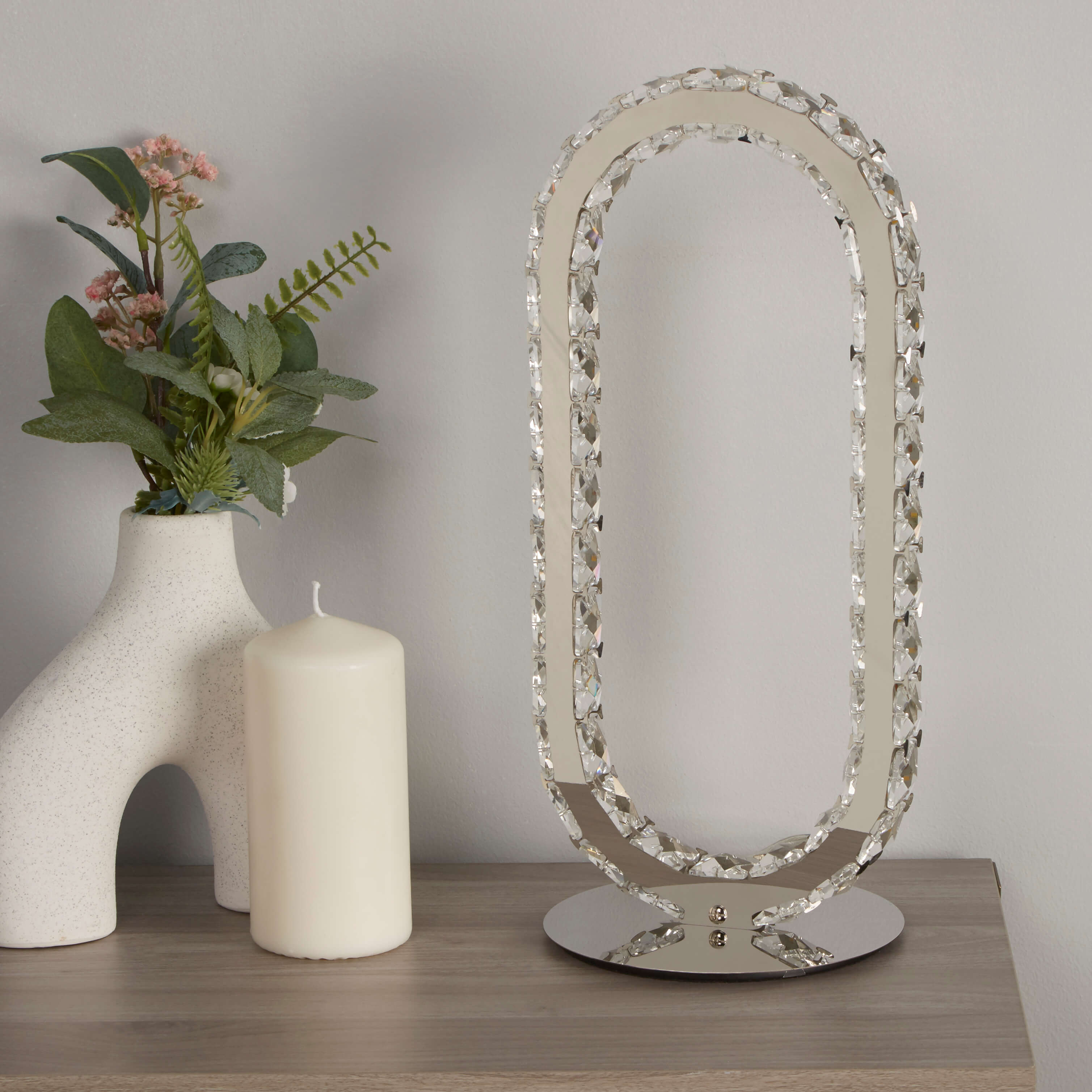 Mendoza | Sleek Polished Chrome LED Table Lamp with Glass Detail 2