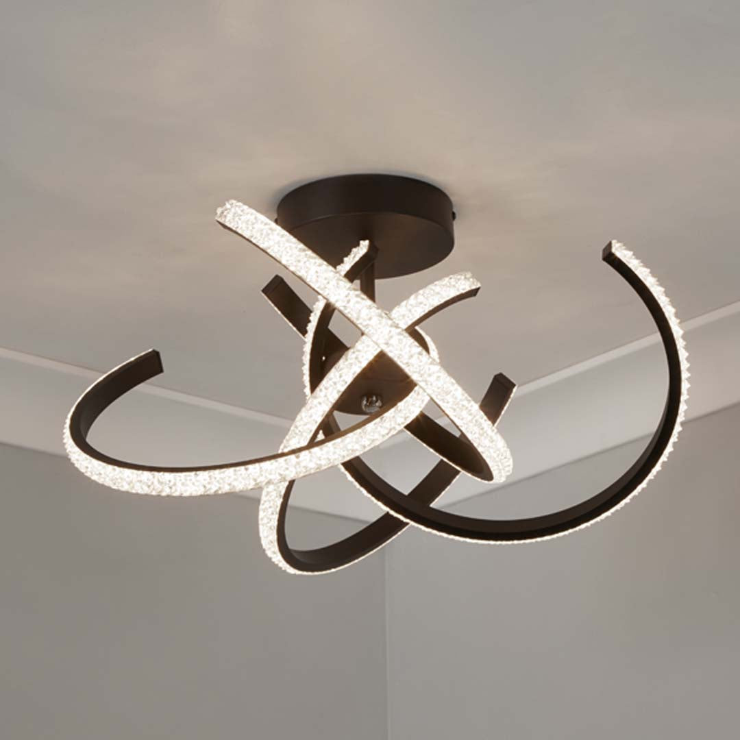 Freyza - Wills Black LED Semi-Flush Ceiling Light