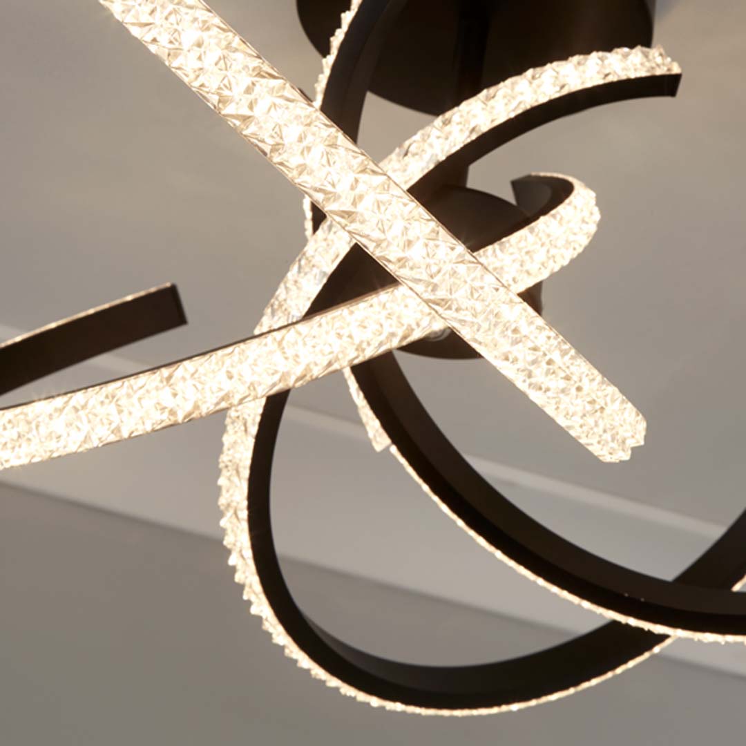 Freyza - Wills Black LED Semi-Flush Ceiling Light