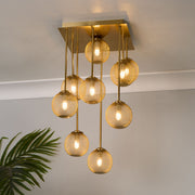 Freyza - Exton 9-Light Gold Mesh Flush Ceiling Light
