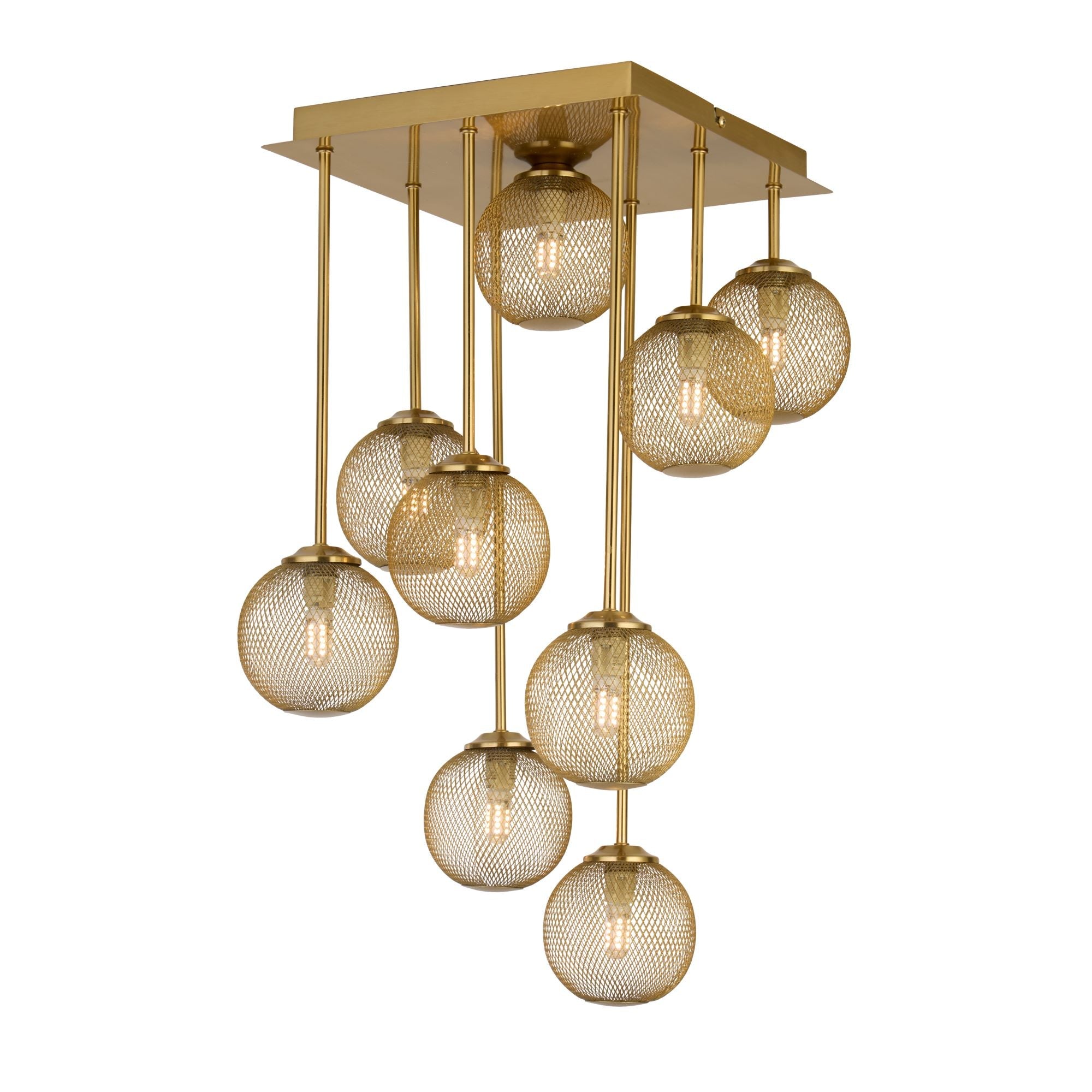 Freyza - Exton 9-Light Gold Mesh Flush Ceiling Light