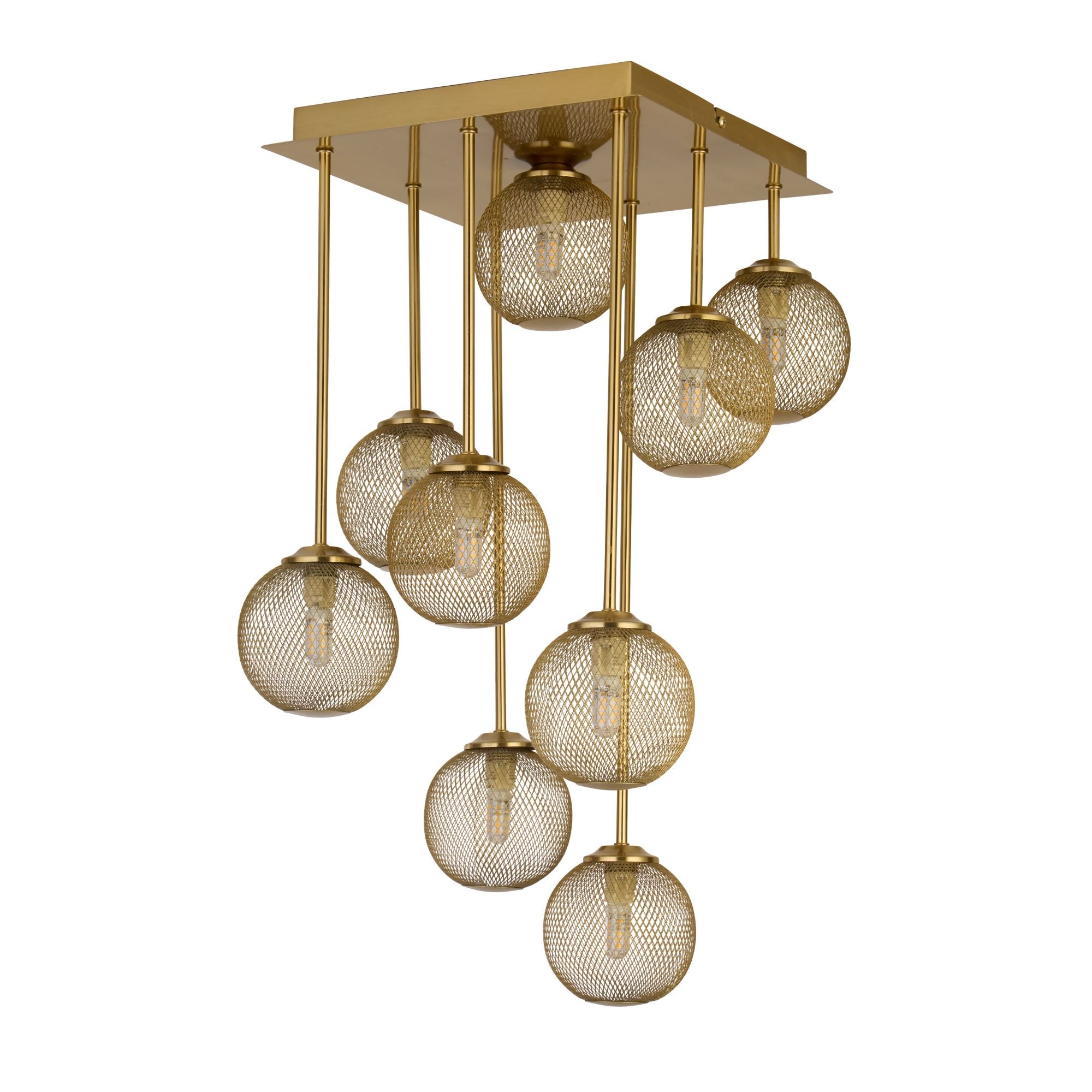 Freyza - Exton 9-Light Gold Mesh Flush Ceiling Light