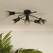 Freyza - Glenview 5 Light Black Flush Ceiling Light