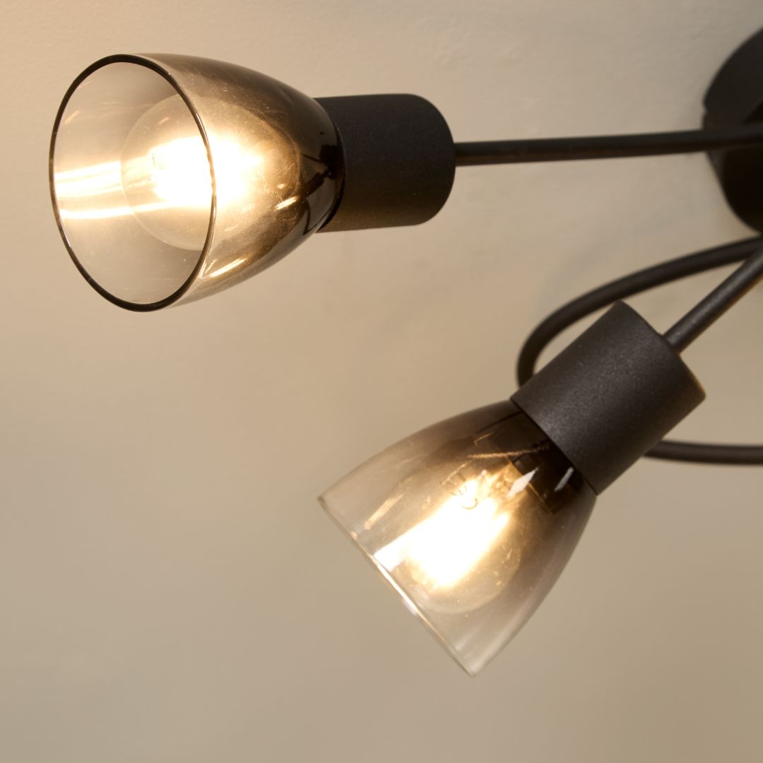 Freyza - Glenview 5 Light Black Flush Ceiling Light