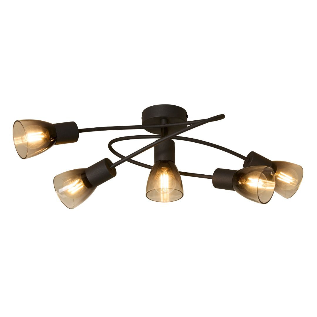 Freyza - Glenview 5 Light Black Flush Ceiling Light