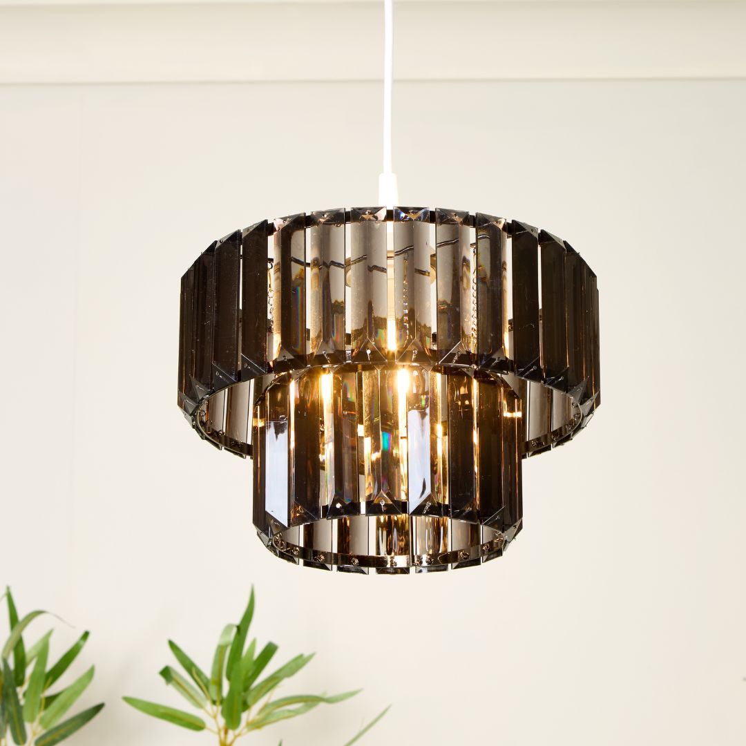 Freyza - Lombard 2 Tiered Black Chrome Ceiling Pendant Shade