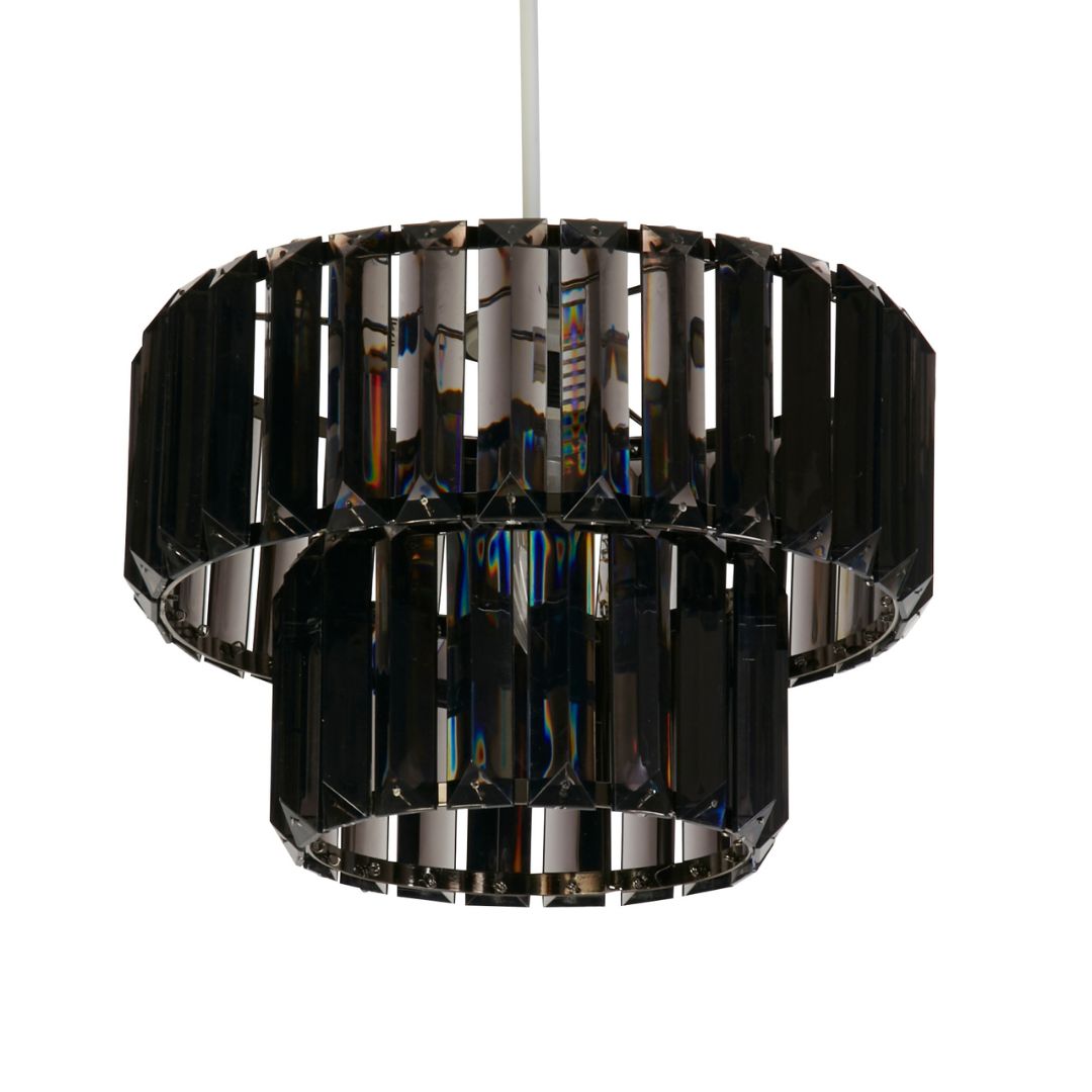Freyza - Lombard 2 Tiered Black Chrome Ceiling Pendant Shade
