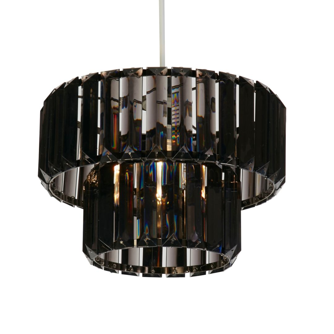 Freyza - Lombard 2 Tiered Black Chrome Ceiling Pendant Shade