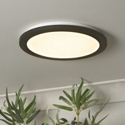 Freyza - Addie Bathroom Black and Crystal LED Flush Ceiling Light