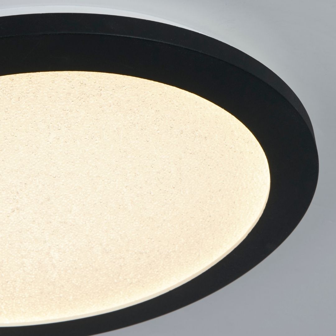 Freyza - Addie Bathroom Black and Crystal LED Flush Ceiling Light