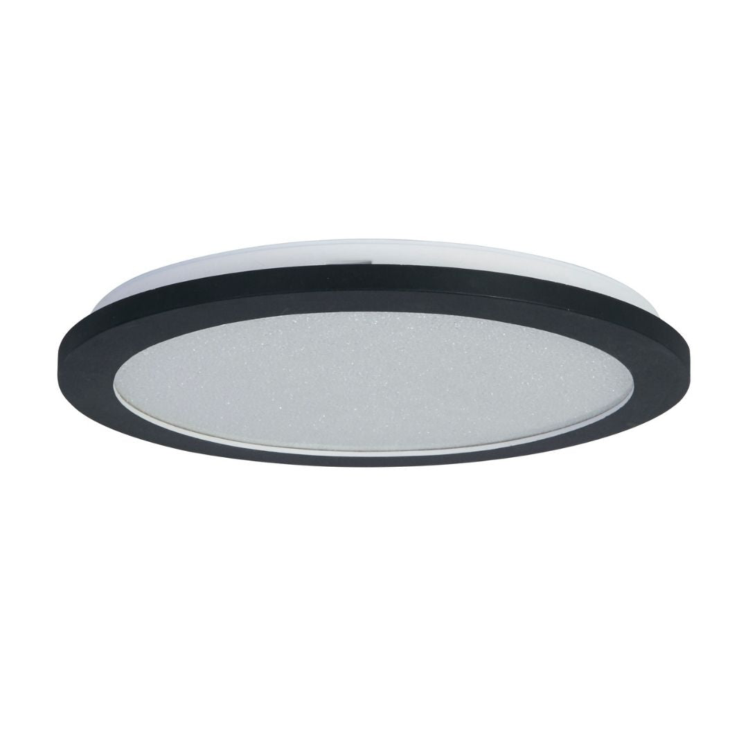 Freyza - Addie Bathroom Black and Crystal LED Flush Ceiling Light