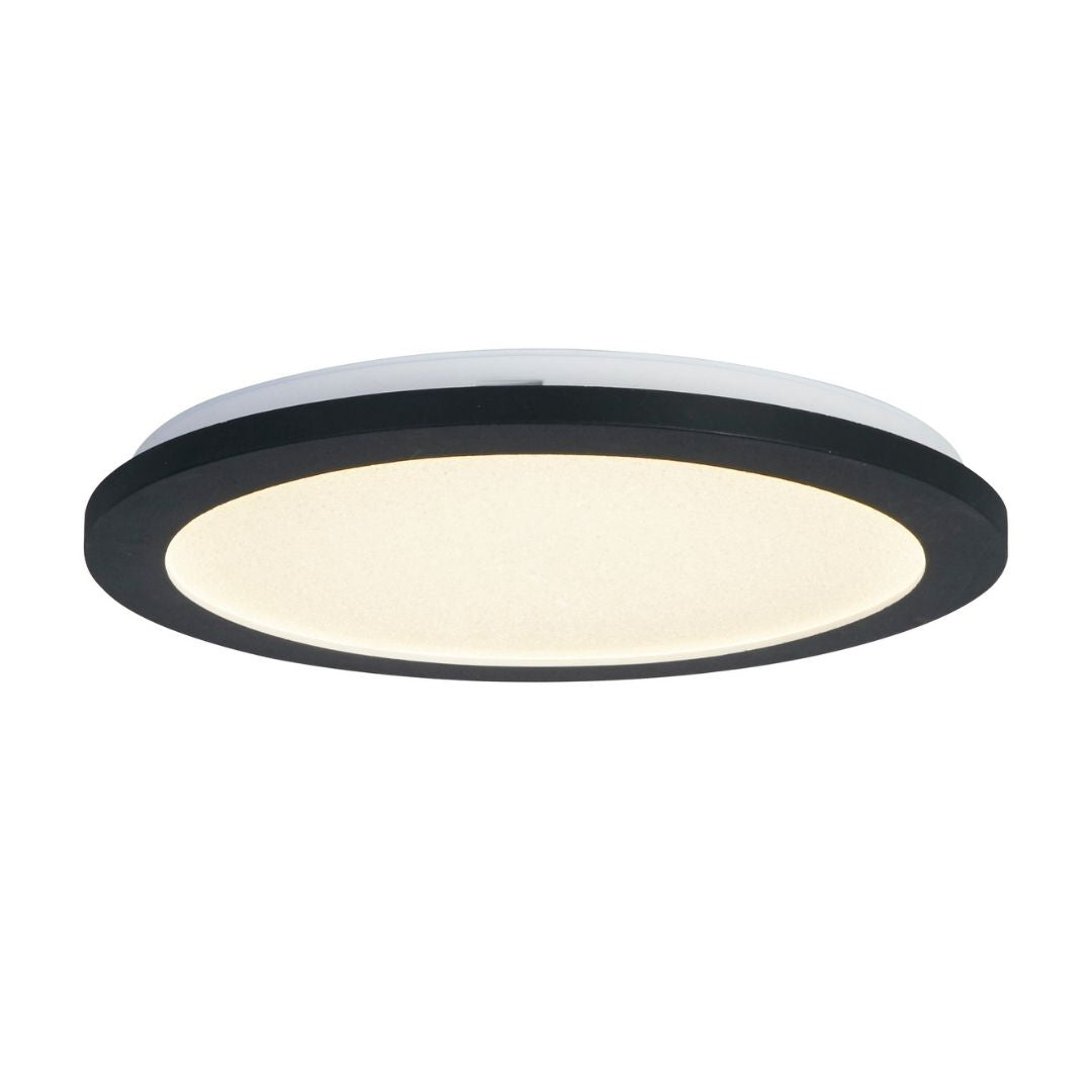 Freyza - Addie Bathroom Black and Crystal LED Flush Ceiling Light