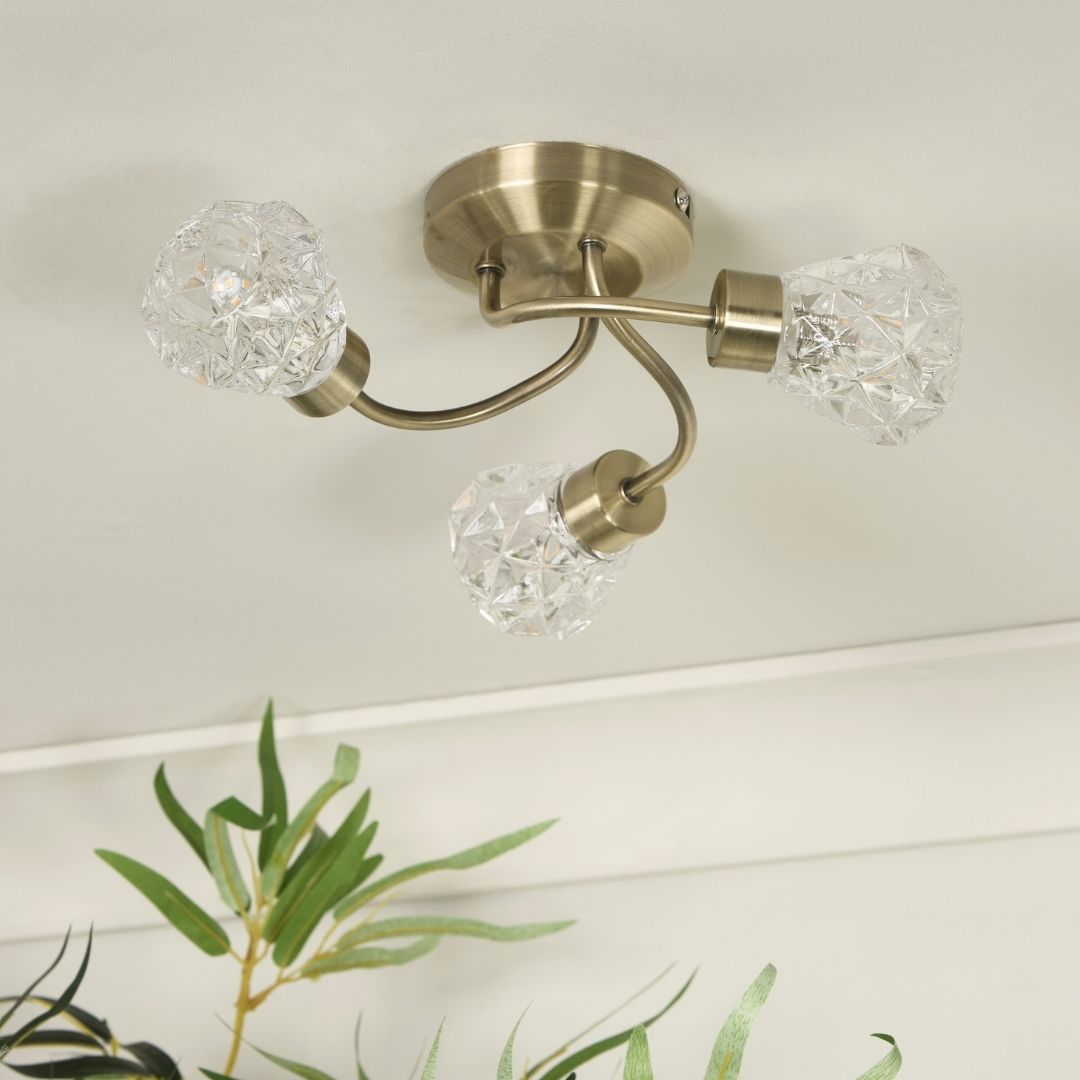 BrassTwist | Elegant Antique Brass 3-Light Flush Mount Ceiling Light 1