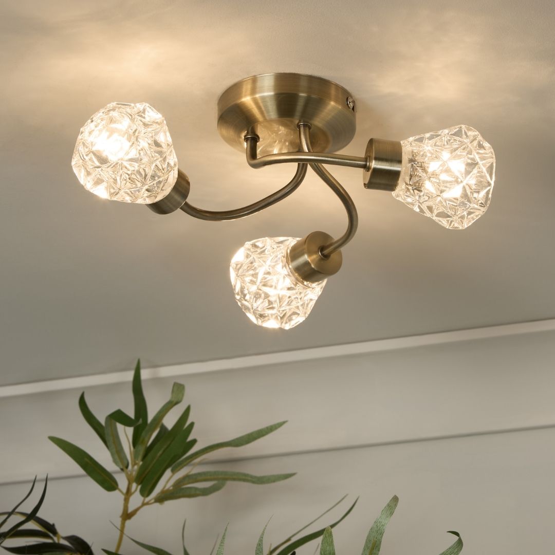 BrassTwist | Elegant Antique Brass 3-Light Flush Mount Ceiling Light 2