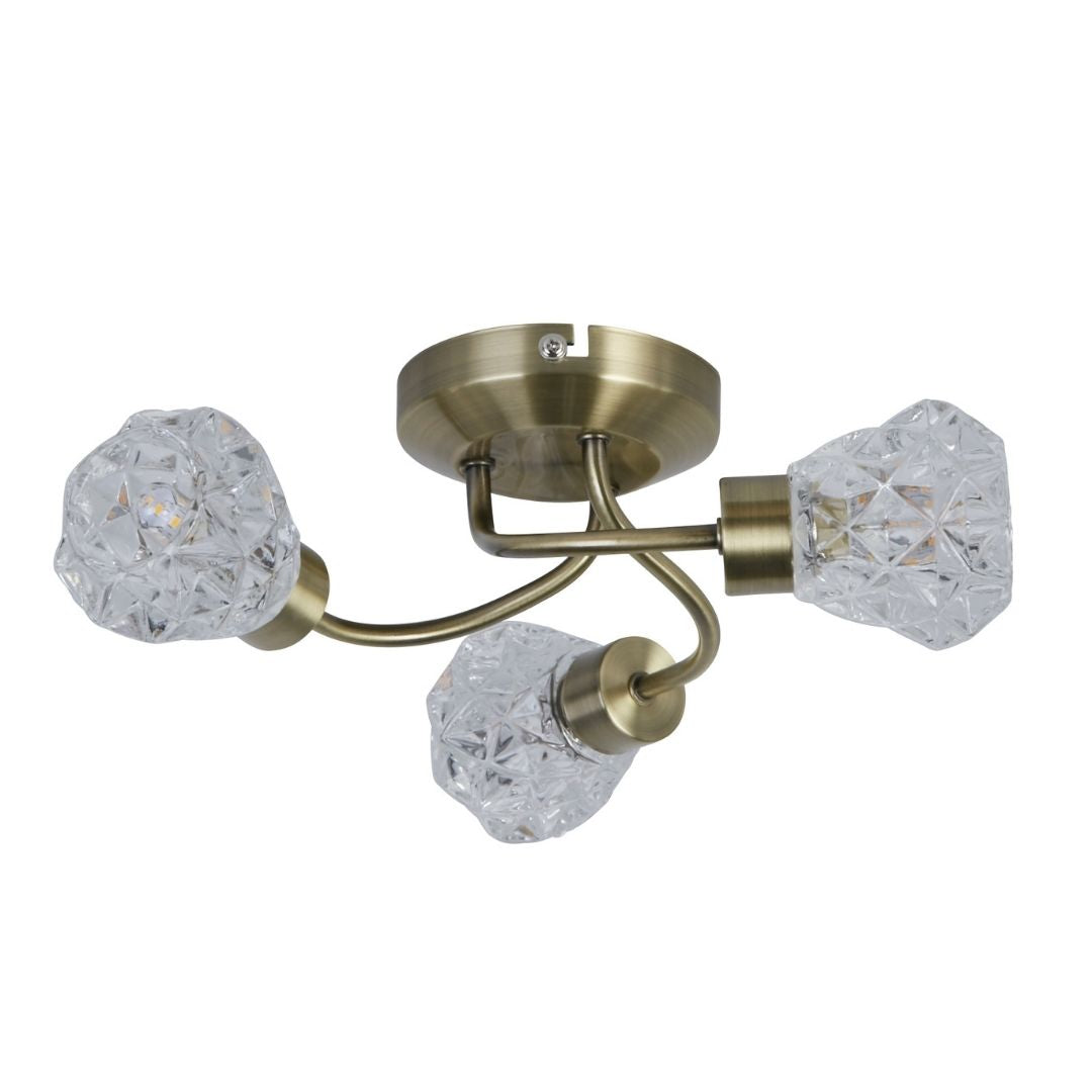 BrassTwist | Elegant Antique Brass 3-Light Flush Mount Ceiling Light 4