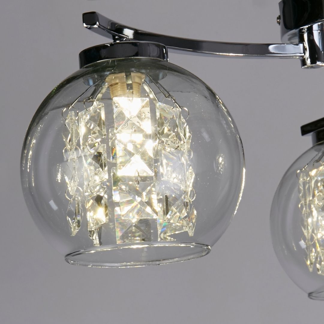 Freyza – 3-Light Chrome & Glass Flush Ceiling Light | Indoor Lighting Fixture with Clear Glass Shades