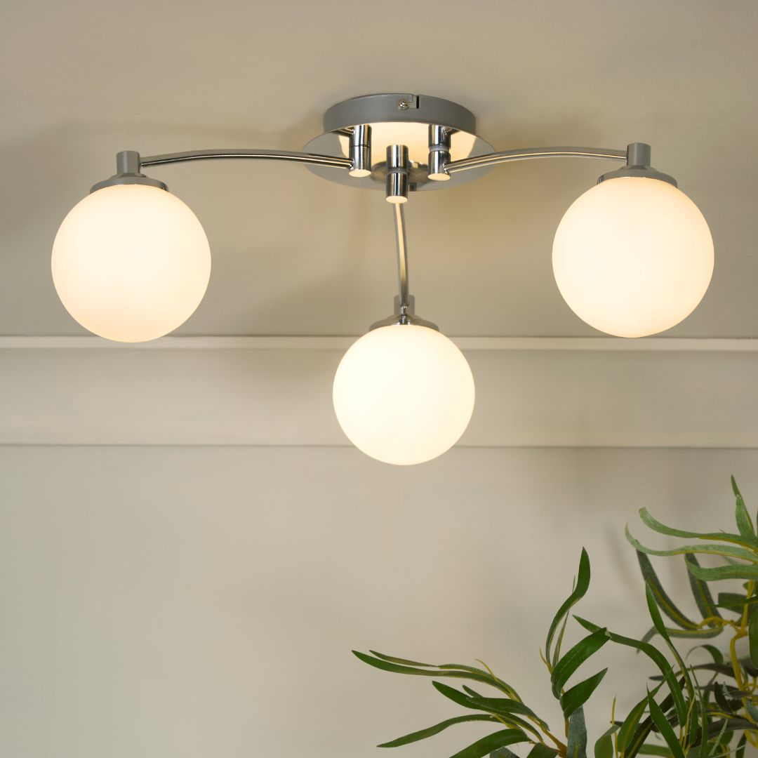 Freyza - Navarro 3 Light Chrome Semi Flush Ceiling Light